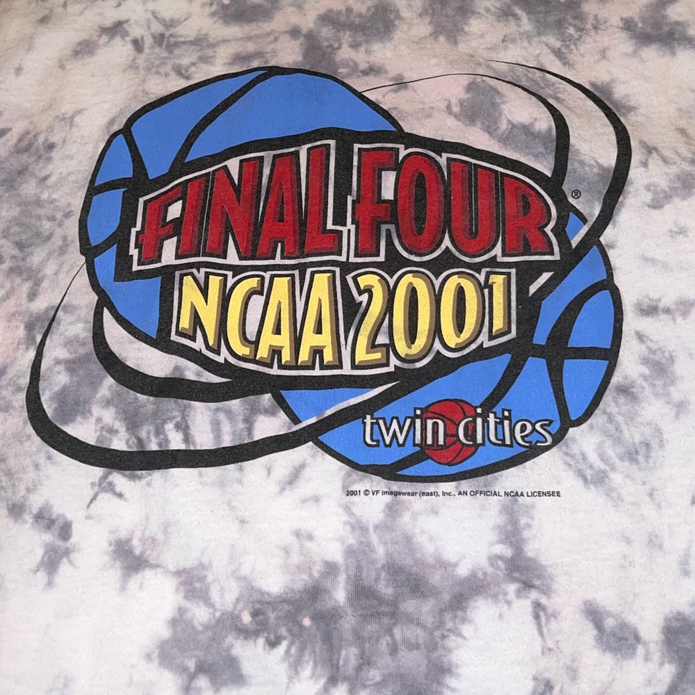 Y2K Lee NCAA ‘01 Final Four Gray White Tie-Dye Long Sleeve Cotton Shirt Size M - Picture 3 of 10